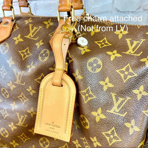 Louis Vuitton leather luggage name TAG bag charm in very light patina vachetta - Picture 2 of 4